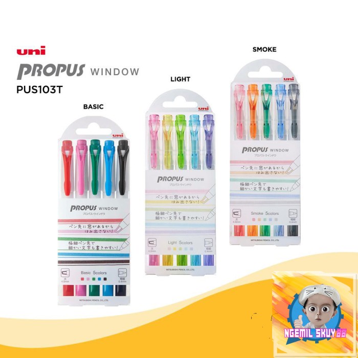 

UNI Propus Window Highlighter (5 Colors Set) Basic Light Smoke