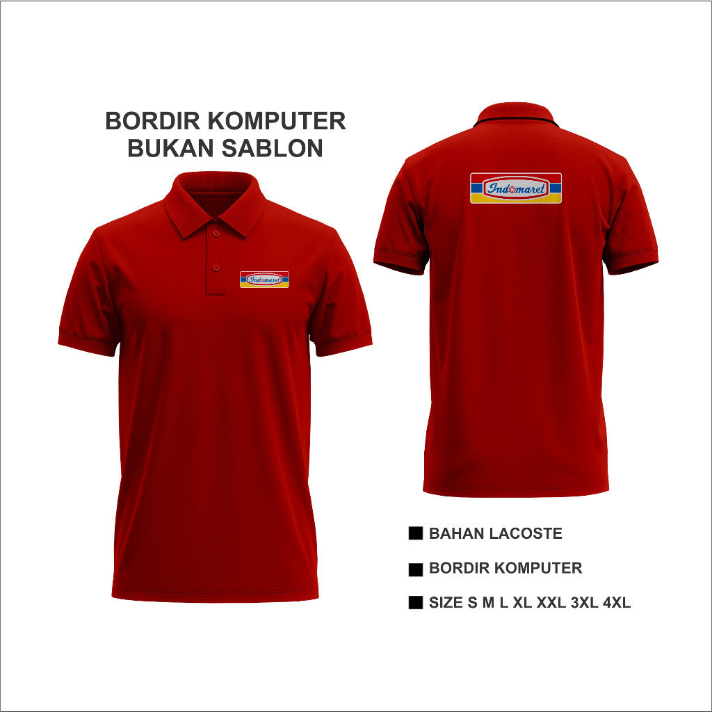 Polo Bordir Baju Kaos Polo Baju Indomart bordir kaos indomart Polo Indomart Bordir Polo Seragam Bord