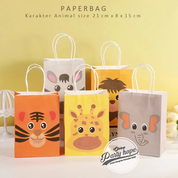 

paper bag animal / kantong kertas motif animal / tas souvenir karakter / tas kado