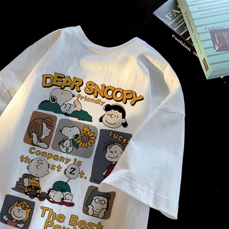 Tshirt lengan pendek Kaos Oversize Wanita Kaos Oversize Snoopy Bahan 100% Cotton