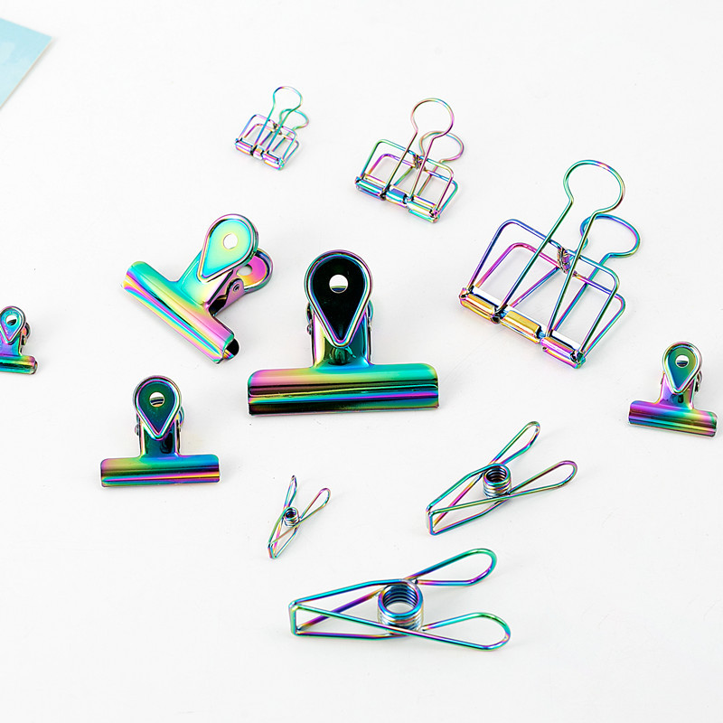 

TUTU laser Craft Metal Photo rainbow Book Paper Clips Binder Decorative Office Organizer Accessories Stationary H0285