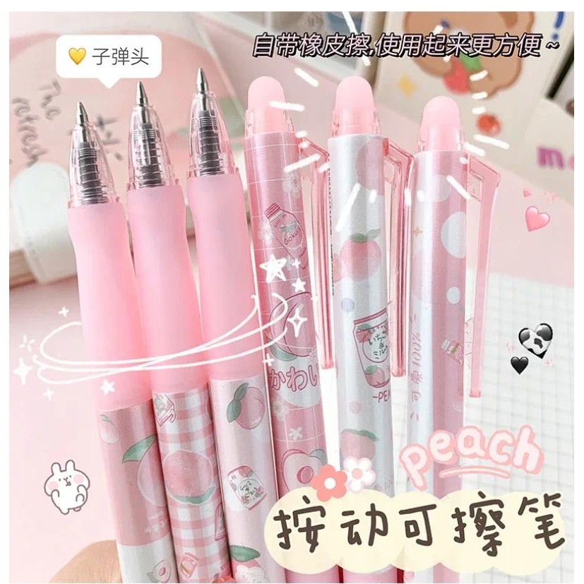 

6Pcs Kawaii Erasable Gel Pen 0.5mm Refills Ballpoint Pens Blue Ink Writing Pen Kawaii Stationery School Office Writing Supplies