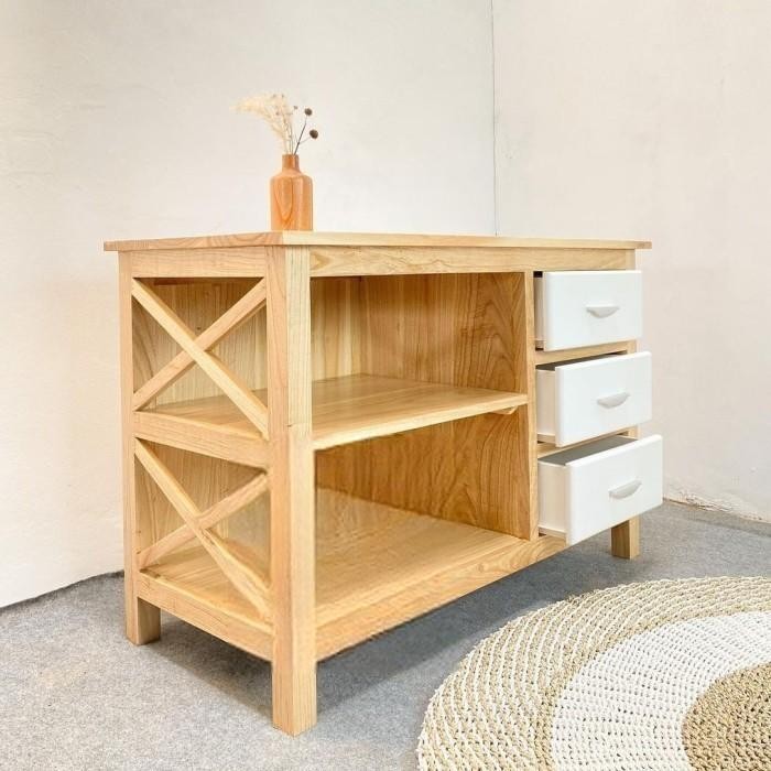 Meja Rak Dapur Minimalis Kayu Jati | Meja Island Kayu | Meja Buffet Kayu