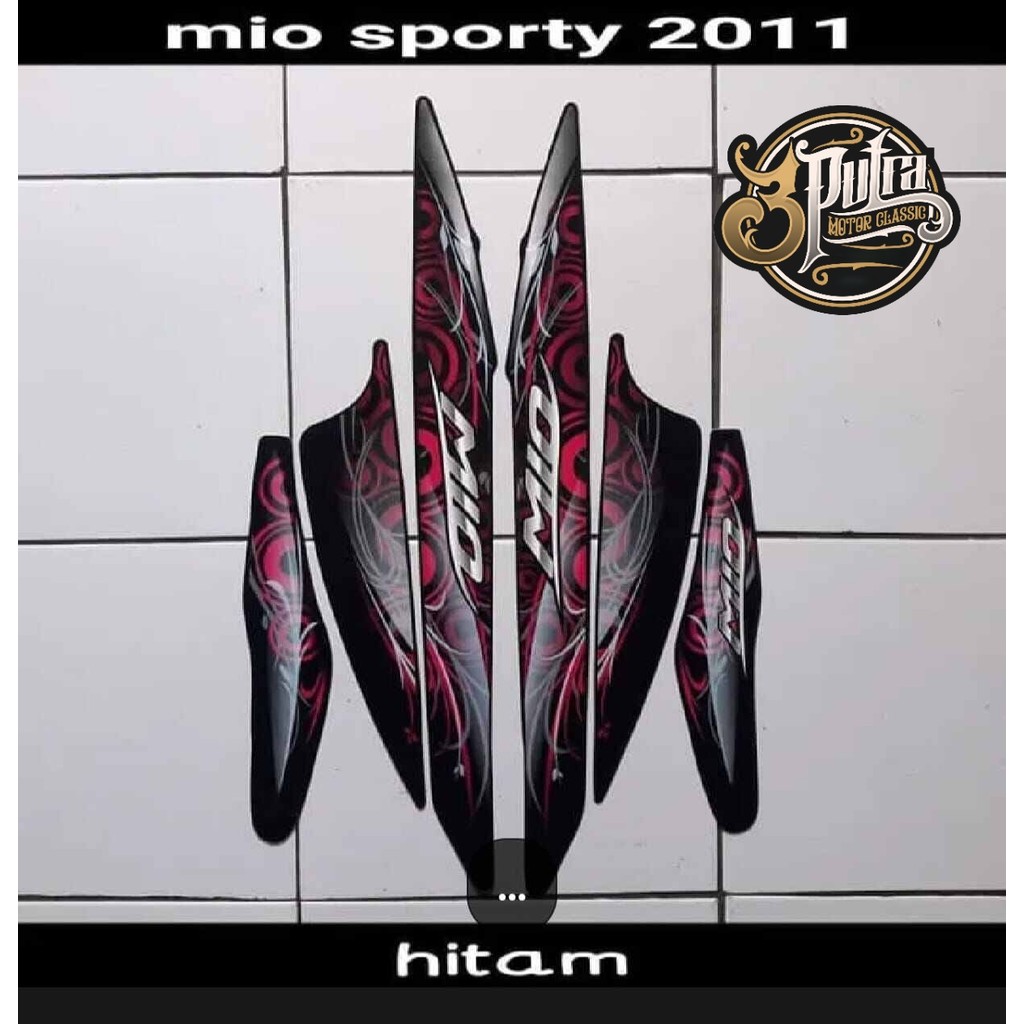 Stiker Striping Lis Les Bodi Motor Yamaha MIO Sporty 2011 2012 Smile Hitam