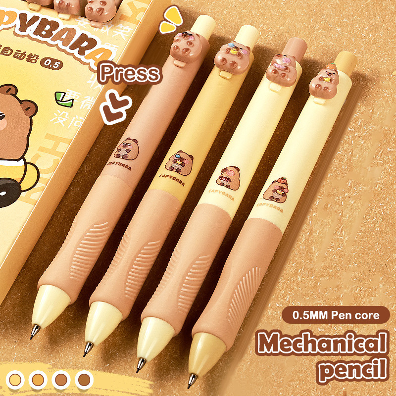 

4PCS 0.5mm Mechanical Pencil Cute Capybara Panda Pencil Comics Design Drawing Writing Tool Sketch Pencil Student Supplies