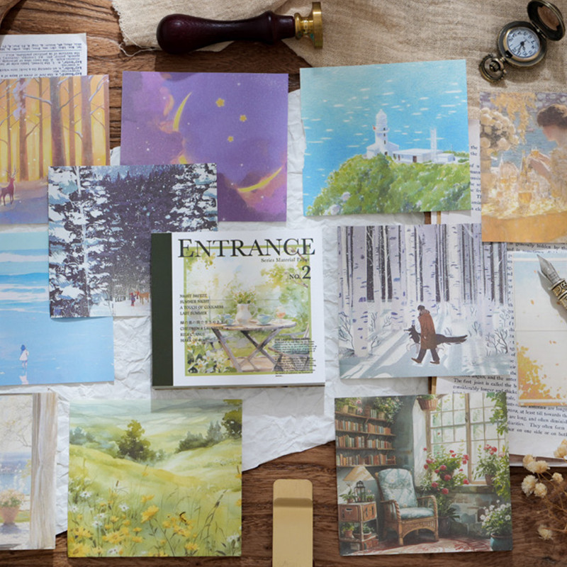 

Mr. Paper, 100 sheets/book, materials for seasonal scenery patterns, decorative scrapbook, photo frame, card paper