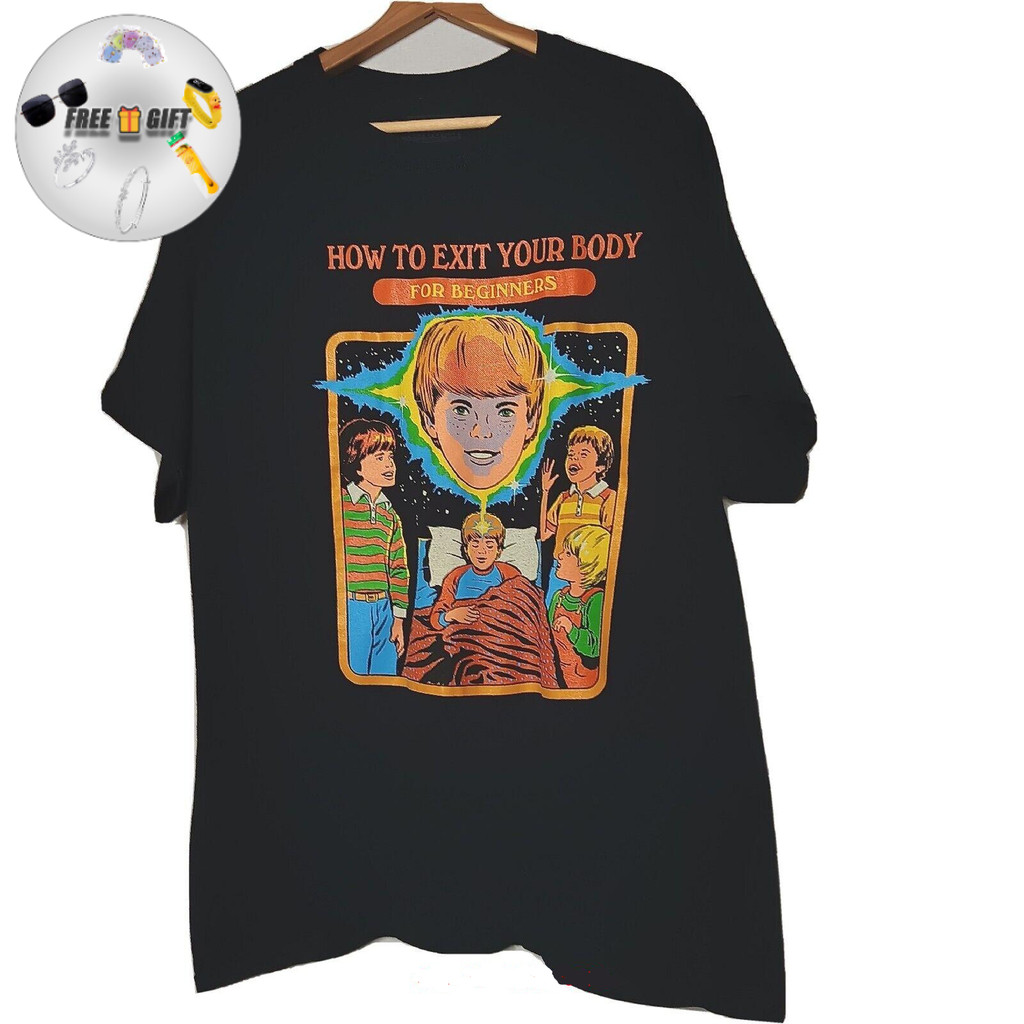 [free gift] kaos Steven Rhodes How to Exit Your Body Men XL T Shirt Black Out Of Body Funny Kids cos