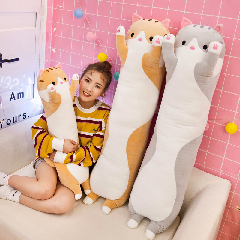 

Kawaii Long Cat Plush Toys Cute Animal Cat Soft Toys Office Break Nap Sleeping Long Pillow Cushion Stuffed Gift Doll for Kids
