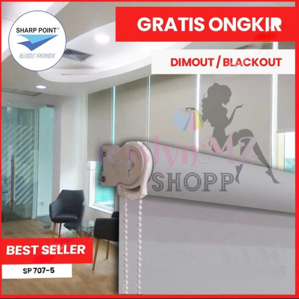 Roller Blind Chain Sistem Kain Dimout / Tirai Gulung / Gorden Gulung / Kain Blackout