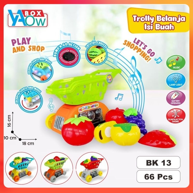 DT- MAINAN ANAK TROLI BELANJA BUAH MUSIK, BISA JALAN LAMPU PAKAI BATERAI / BOX TROLLY BELANJA MUSIK