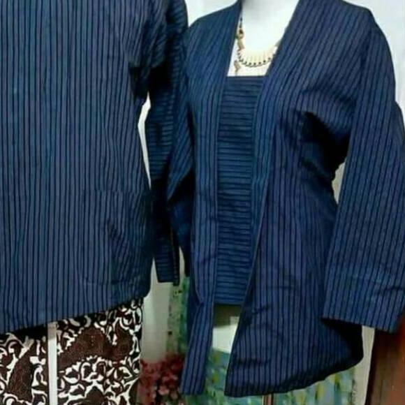 LURIK JAWA Terbaik -  Couple Baju Surjan+Kebaya Lurik Biru/Baju Adat Jawa Jogja Solo/Surjan lurik bi