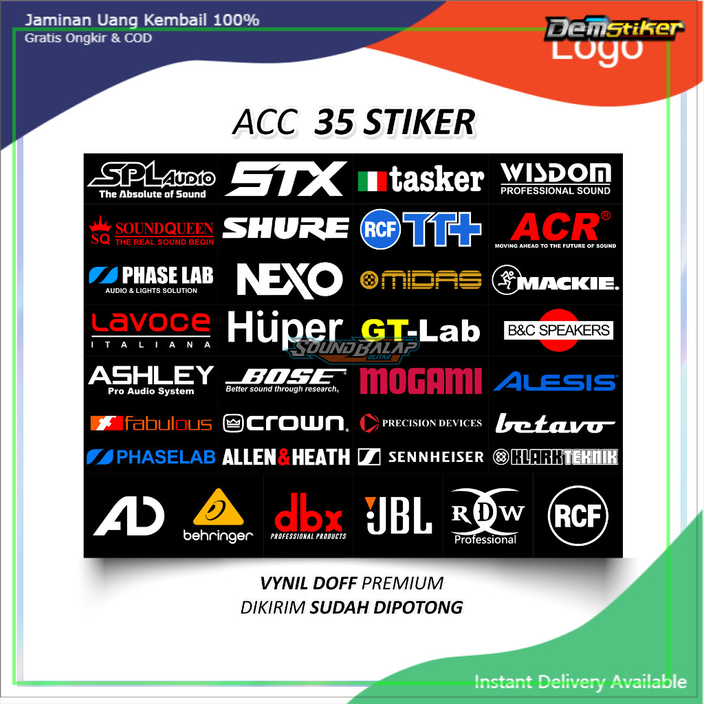 

STIKER SOUND SYSTEM ISI 34 / 24 STIKER VYNIL PREMIUM ANTI AIR || MIXER POWER SPEAKER ASHLEY SPL RCF