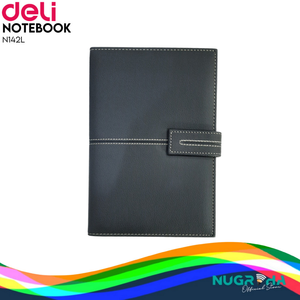 

Deli Leather Cover Notebook / Buku Catatan / Agenda Sampul Kulit A5 120 Lembar Magnetic Lock EN142L