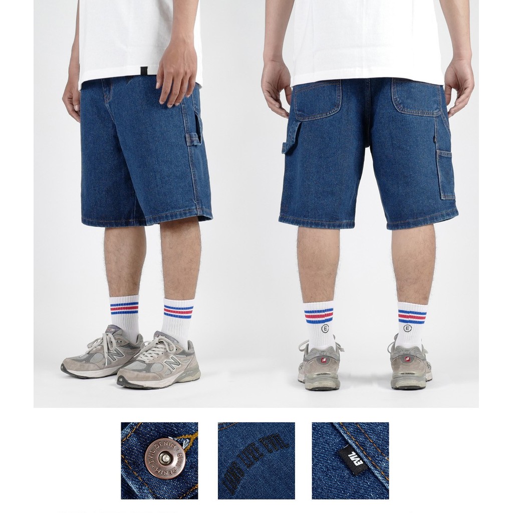 CELANA PENDEK DENIM CARGO PRIA SHORT PANTS BLUE ORIGINAL EVIL ARMY | SALVO A25 BLUE