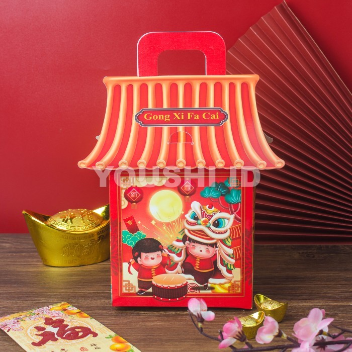 

TP CNY Barongsai House | Dus Kue Kering Nastar (5pcs)/Kotak Hampers Imlek CNY isi 2 Toples 500gr