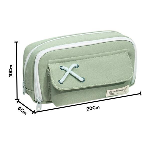 

RSM Tempat Pensil Model Pita Kotak Pensil Tali Silang Bahan Kanvas - Hijau