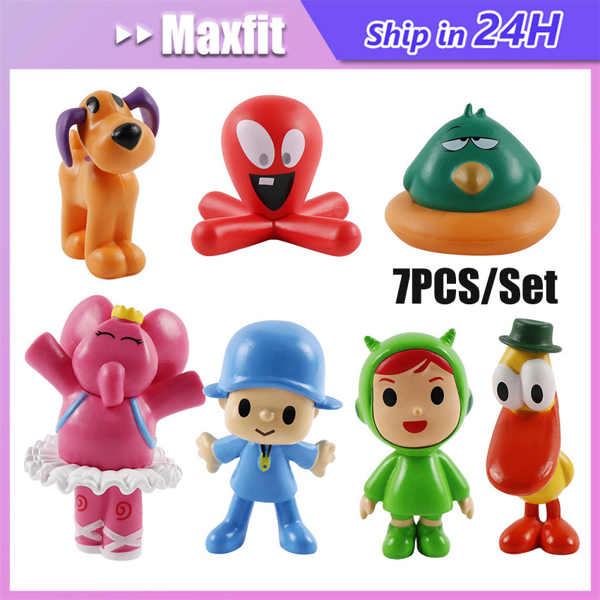 7Pcs/Set Mainan Action Figure Pororo Elly Pato Loula Figur Miniatur Pajangan Topper Cake Mainan Anak