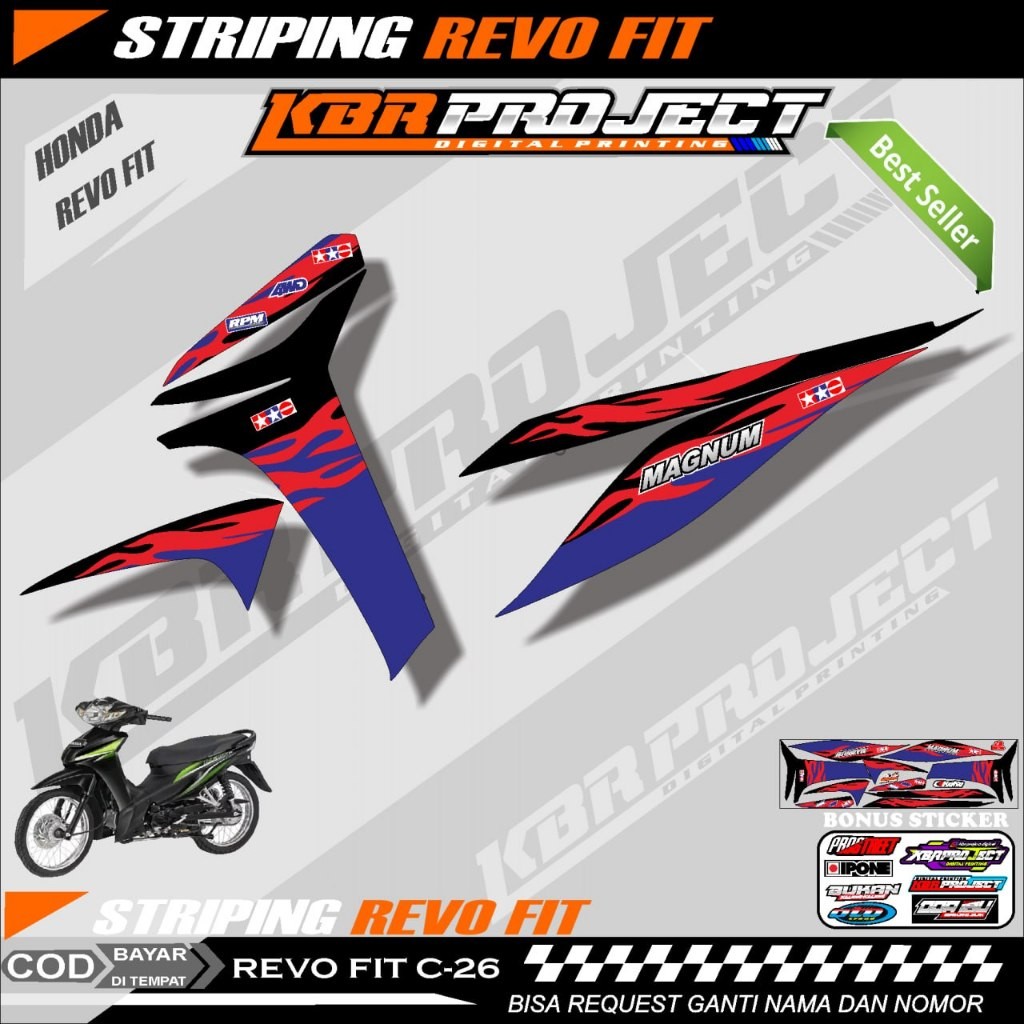 REVO FIT STIKER  STRIPING MOTOR KEREN LIS VARIASI REVO FIT STIKER MOTOR HONDA DESAIN RACING C.26