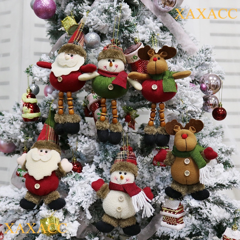 1PCs Aksesoris Pohon Natal Boneka Santa Rusa Manusia Salju Beruang Unik Kaki Kayu Aksesoris Terbaru 