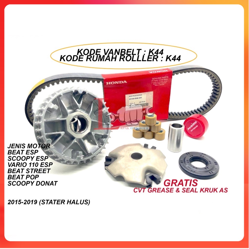 SATU PAKET RUMAH ROLLER SET BEAT POP , BEAT STREET , VARIO ESP , BEAT FI (STATER HALUS) & VANBELT V 