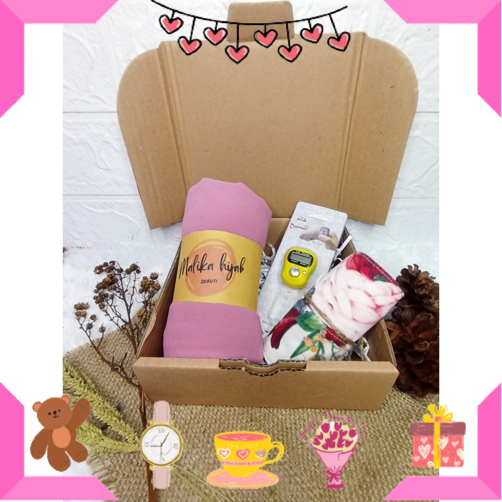 

HAMPERS BAYI ANAK MUDA REMAJA PACAR ISTRI BIKIN ROMANTIS ANNIVERSERY/ hampers GIFT BOX HIJAB PREMIUM- PASHMINA-MASKER HIJAB-TASBIH DIGITAL-kado ulang tahun -cewek kado- wisuda kado pernikahan-kado ultah cewe hijab pashmina-/ ULTAH LAHIRAN WISUDA JADIAN