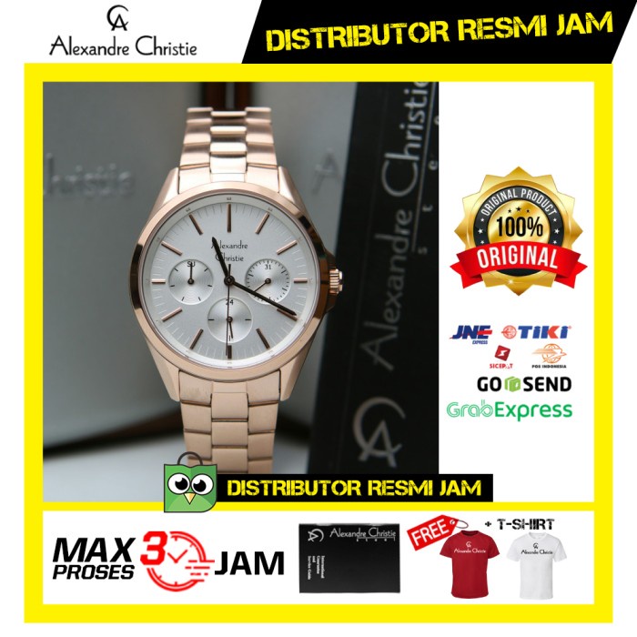 JAM WANITA ALEXANDRE CHRISTIE AC 2890 AC2890 ROSEGOLD WHITE ORIGINAL