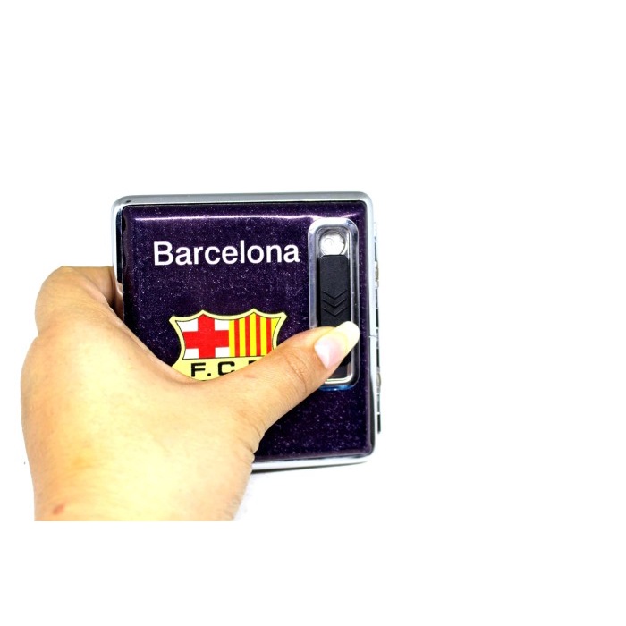 Kotak Tempat Rokok Cas USB Motif FC KOREK CAS BARCA 2133.26 pz store