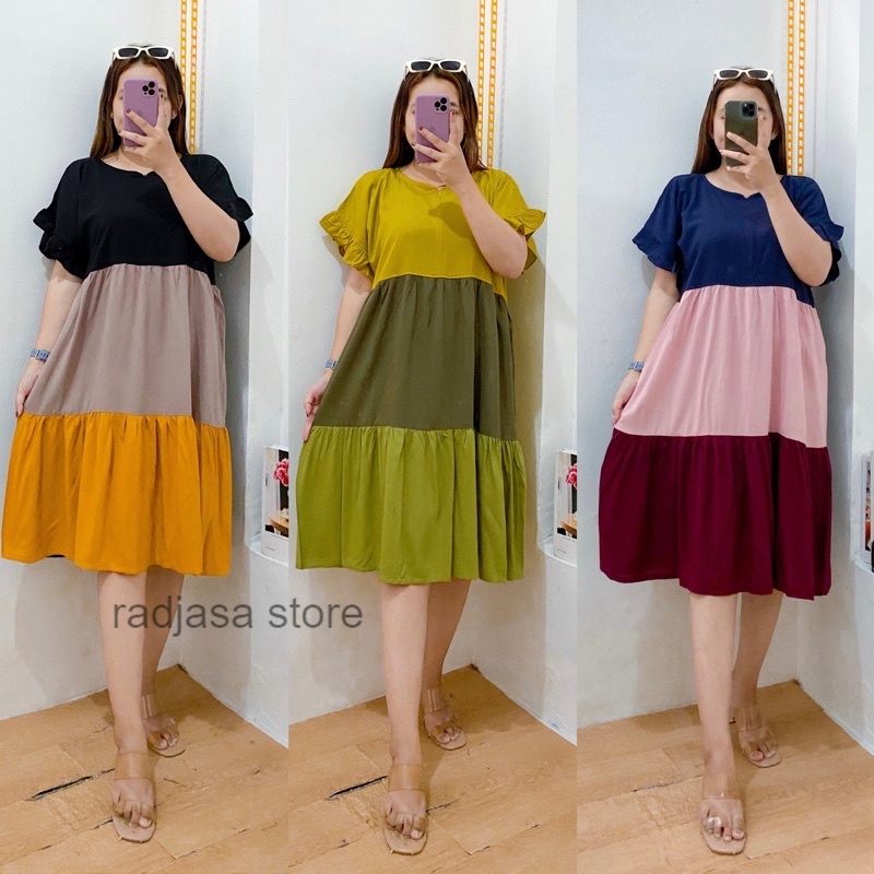 LOLIPOP DRESS / DRESS SUSUN PELANGI / DRESS SUSUN RAYON / DASTER SUSUN PELANGI
