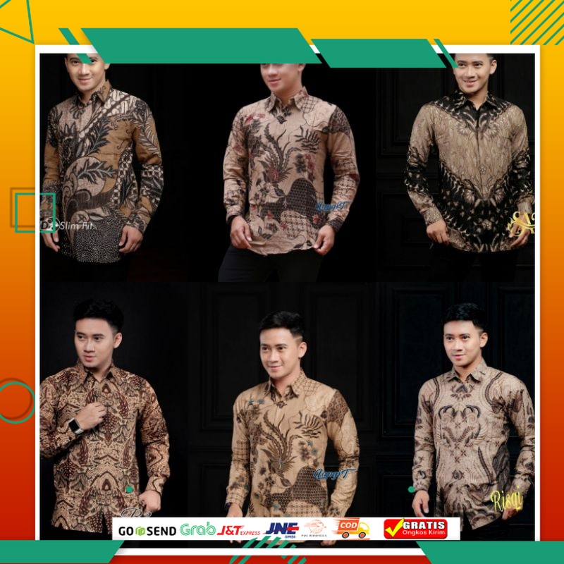 BAJU BATIK PRIA KEREN MODEL BARU /Batik pria coklat kemeja cowok lengan panjang m l xl xxl terlaris 
