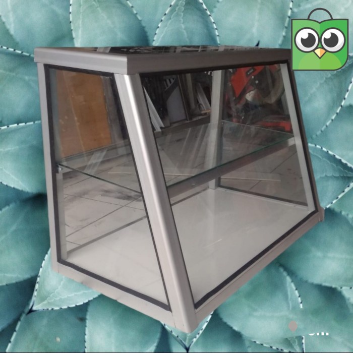 MURAH -Etalase kaca makanan miring 70*50*40 - rel hordeng- 1.2.23