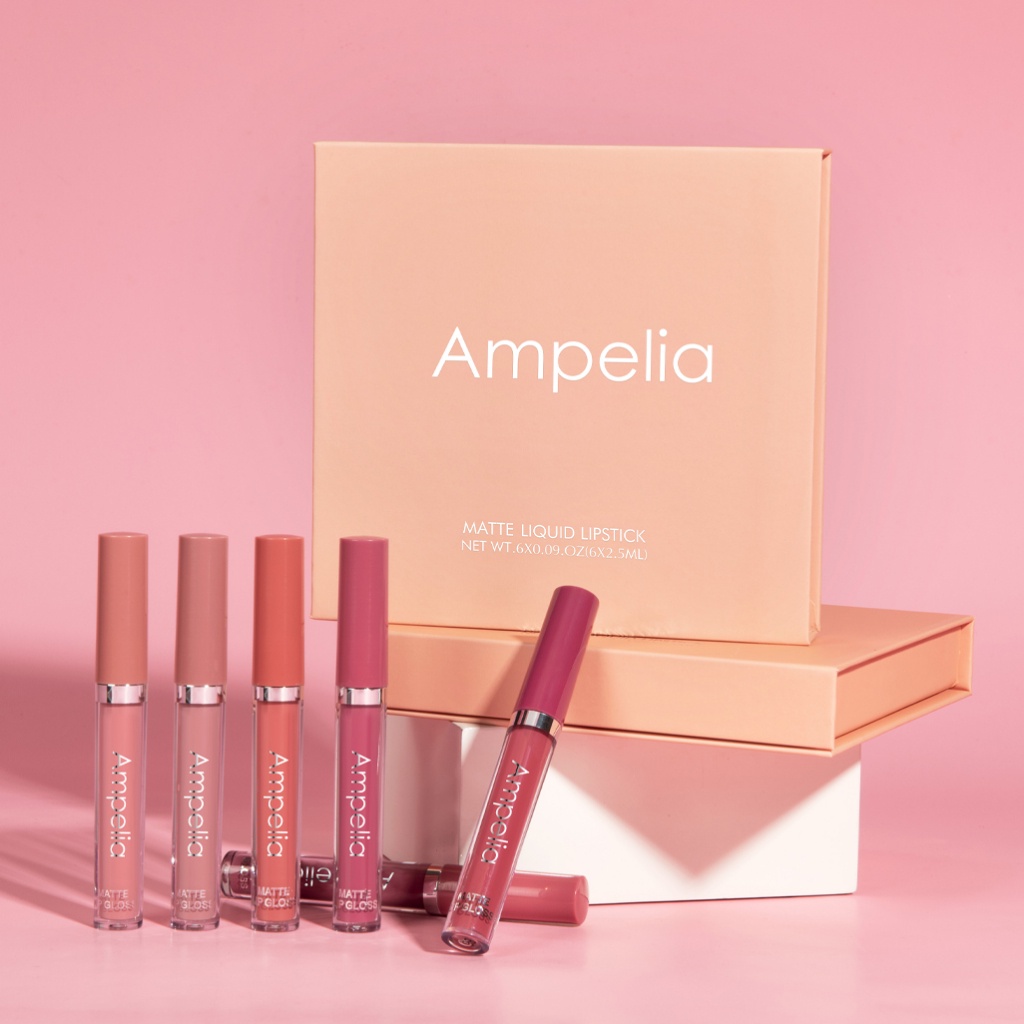 【BPOM】Ampelia Lipstick Matte Non-Stick Lip Gloss Matte Liquid Lipstick Lasting Waterproof Lip Makeup