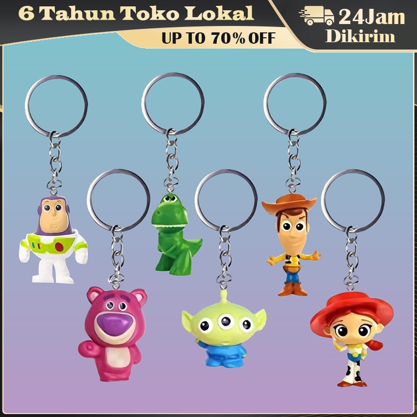 Gantungan Kunci Disney Toy Story Buzz Lightyear Woody Strawberry Bear Monster Boneka Keychain