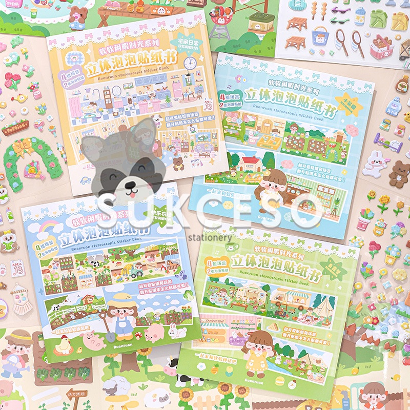 

Ruanruan DIY Stereoscopic 3D Sticker Book Stiker Book Set Deco Stickers