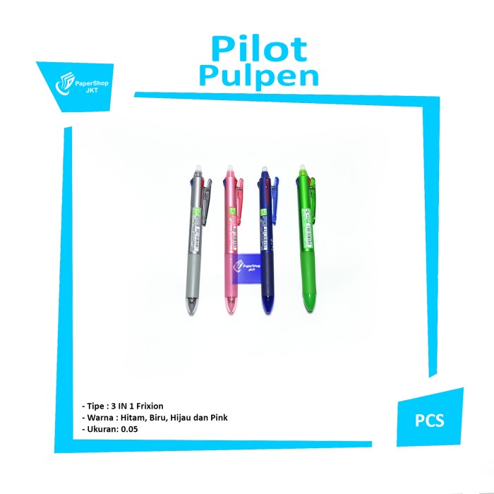 

Best Seller- PILOT FRIXION 3 IN 1 !!! IMPOR JEPANG BISA DIHAPUS (0'5) - Biru