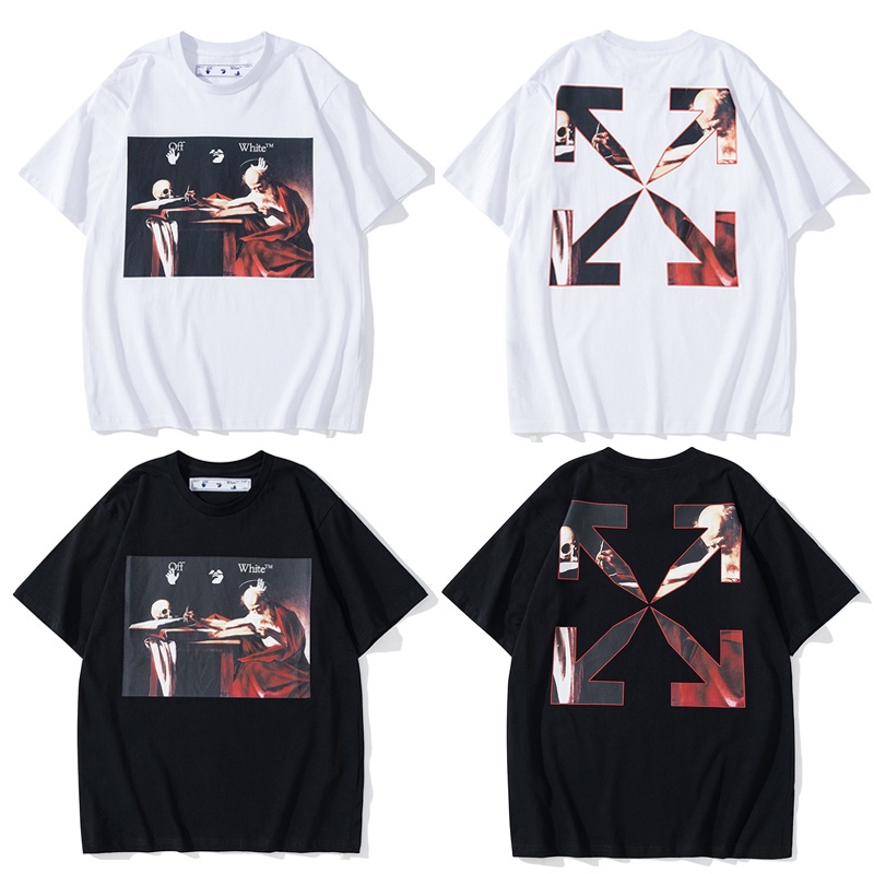 OFF WHITE Arrival High Quality White Black Short Sleeve Men Arrow Women Tees T-shirt O-Neck OW New Z