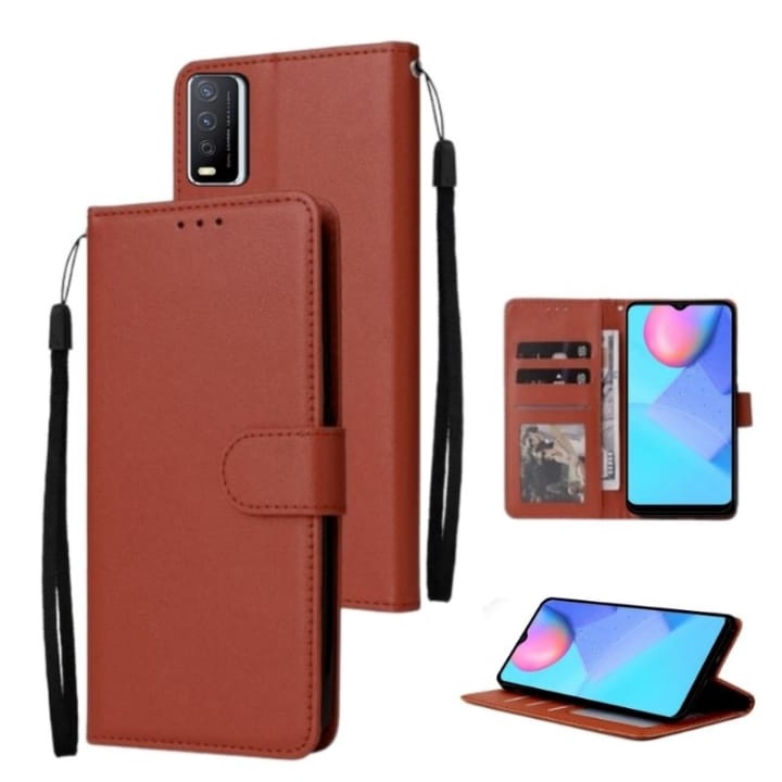 CASE DOMPET ( VIVO Y20 / Y12S / Y20I / Y12A / Y20SG  ) LEATHER CASE PREMIUM-FLIP WALLET CASE KULIT C