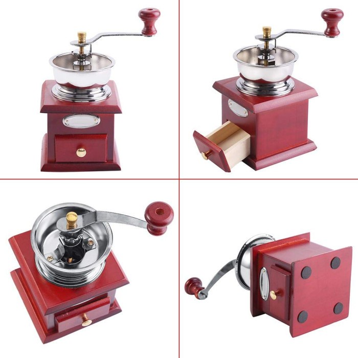 [Gemli]Alat Penggiling Biji Kopi Manual Tangan Coffee Grinders Kayu Retro old