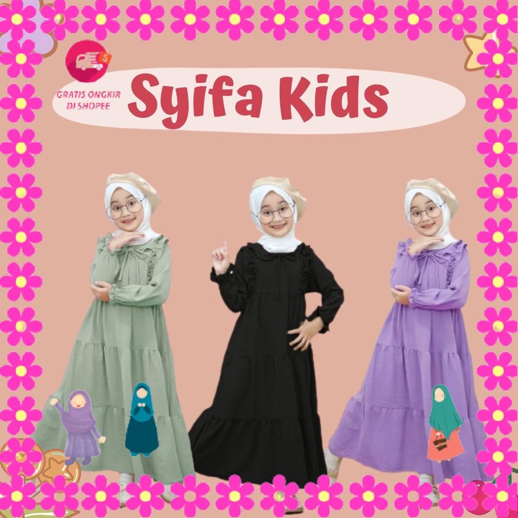BAJU MUSLIMAH PEREMPUAN MENGAJI PIKNIK ULANG TAHUN LEBARAN/ (Dress Saja) Gamis Anak Perempuan / Gami