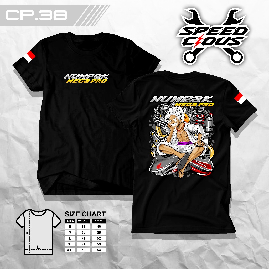 Speedcious CP38 T-Shirt Kaos Racing Herex Numpak MegaPro X Luffy One Piece Gear 5 Sun God Nika Terba