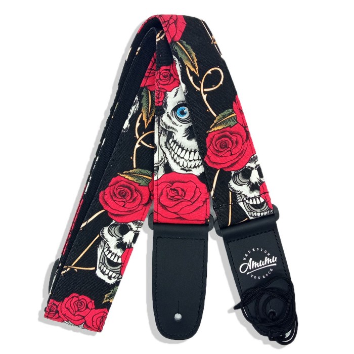 

Amumu DN01P Strap Gitar motif Skull Rose Red Denim