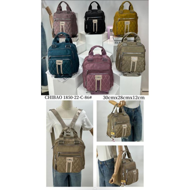 Tas wanita Tas Chibao 1850-22-C. Tas 3in 1 Kanvas Tas Ransel Multifungsi Tas Ransel Wanita TERBARU B