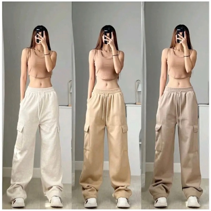 CASHA - ZRX OOTD WANITA ERIN / CELANA JOGGER JOOY SWEETPANTS CARGO / Kasual Pant Cargo Bahan Babyter