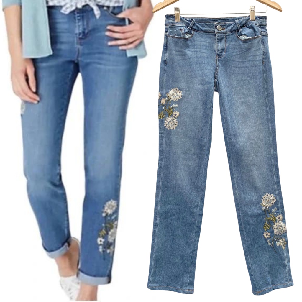 JJILL Weekender Straight Leg Pants Flower Jeans