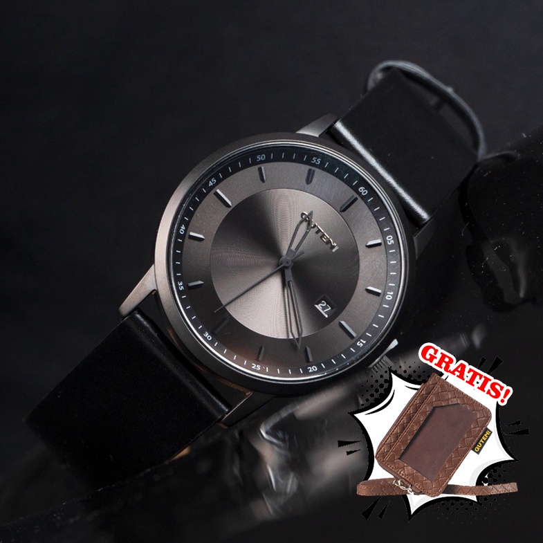 【COD】 Guteninc - Jam Tangan Pria Sincere Full Black Leather Watch