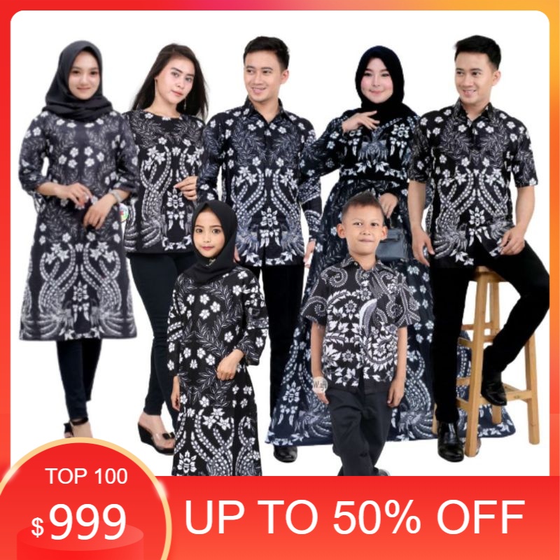motif manuk tarung putih baju batik couple keluarga seragam gamis blouse anak hem kemeja tunik dress