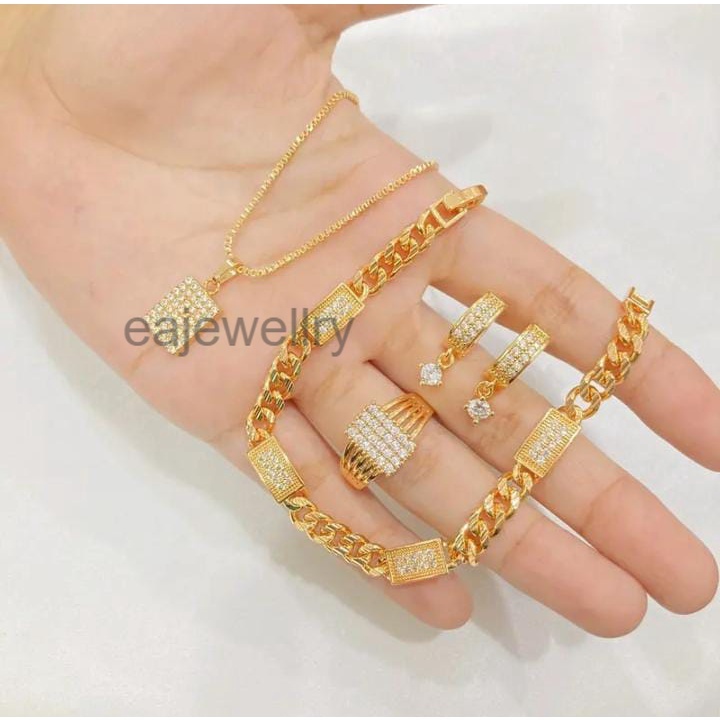 Set perhiasan emas sepaket 24 karat asli simple elegan cantik