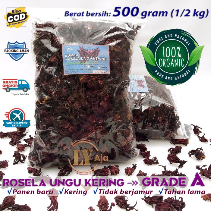 

new Teh Bunga Rosella Merah Rosela Ungu 500 gram LY Aja Kering Grade A - Rosela Ungu