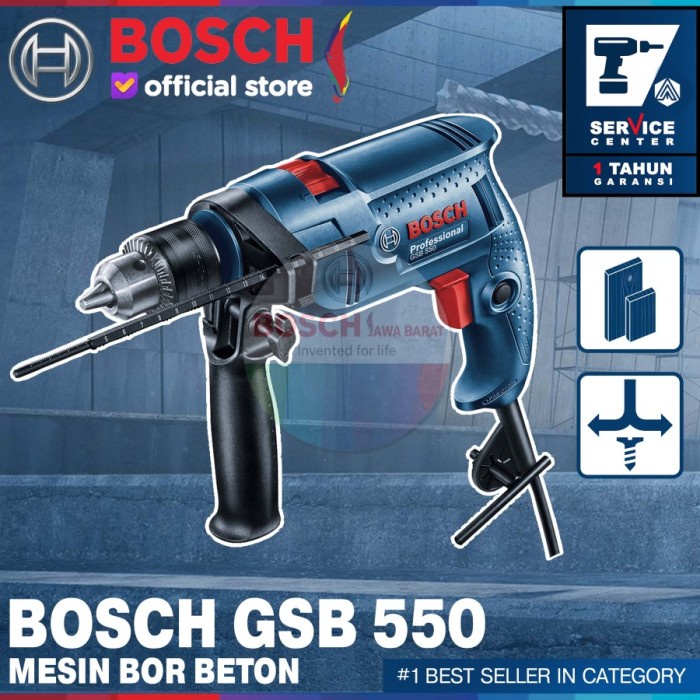 Bosch Bor Tangan Beton Listrik 13 MM GSB 550 550 Watt GSB550 - GSB Unit Only