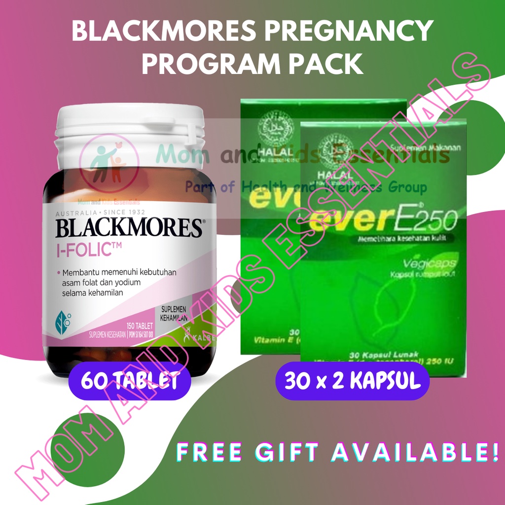 PAKET PROMIL BLACKMORES I FOLIC 60 TABLET DAN EVER E 30 TABLET 2 BOTOL