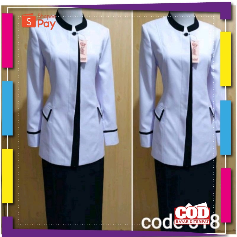 PREMIUM KOREAN STYLE / seragam hitam putih asn / blazer hitam putih pns / blazer hitam putih guru / 
